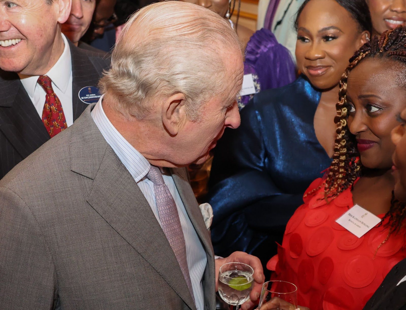 King Charles III and Katmaan Senlong at the Nigerian Diaspora in the UK Reception.